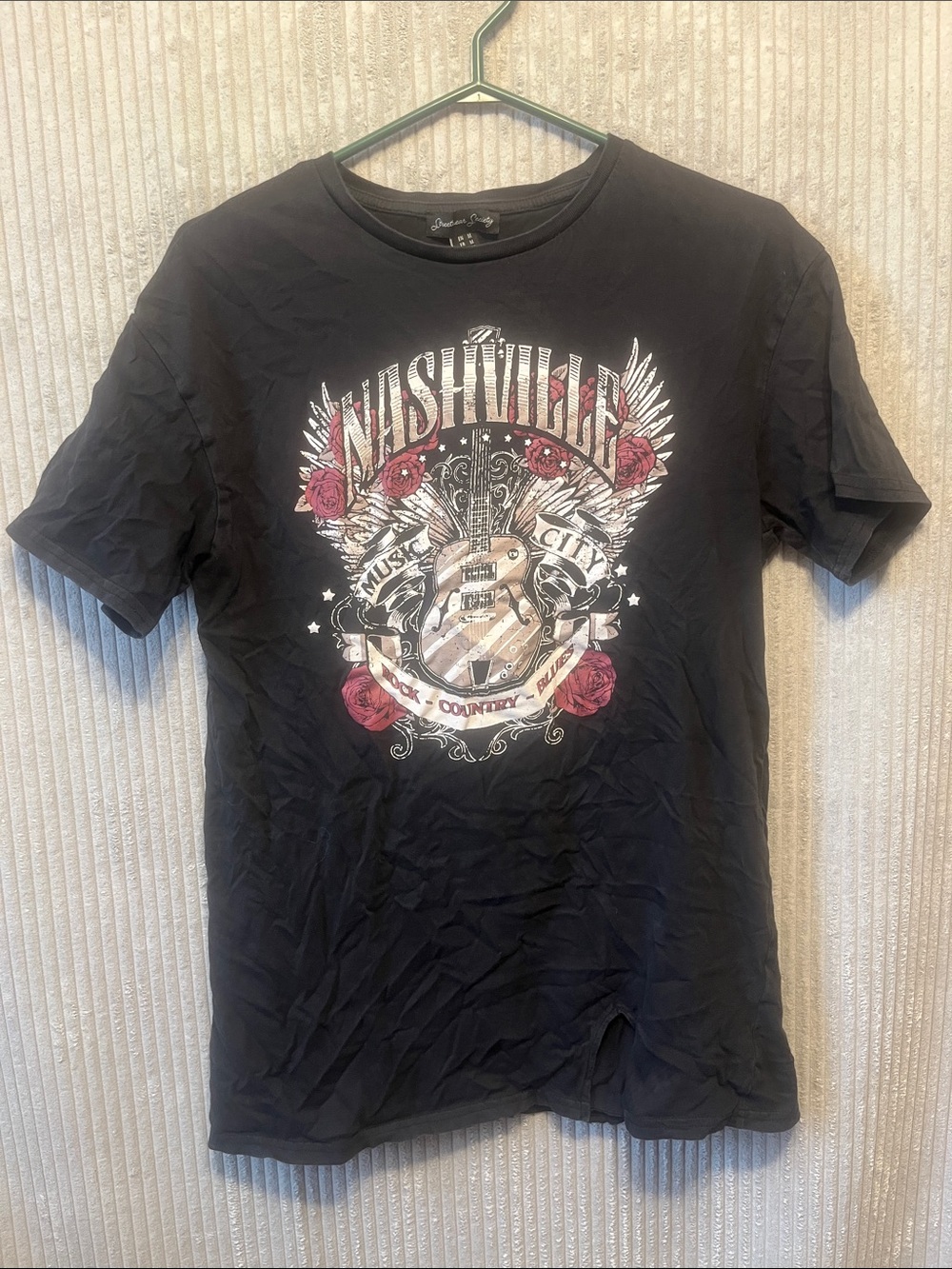 Streetwear Society Nashville Graphic Tee - Black with Red Accents Medium